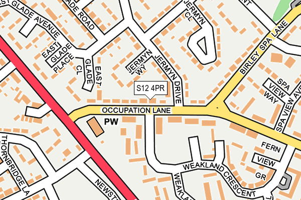 S12 4PR map - OS OpenMap – Local (Ordnance Survey)