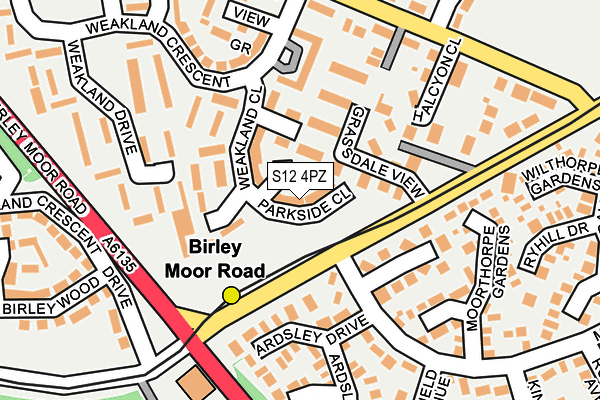 S12 4PZ map - OS OpenMap – Local (Ordnance Survey)