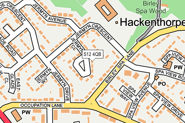 S12 4QB map - OS OpenMap – Local (Ordnance Survey)