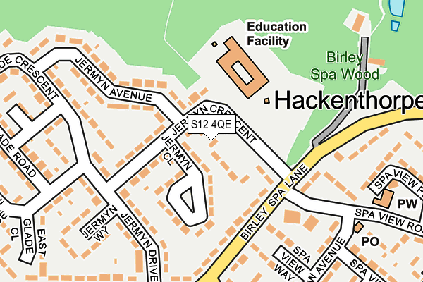 S12 4QE map - OS OpenMap – Local (Ordnance Survey)