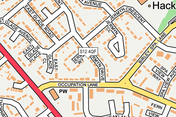 S12 4QF map - OS OpenMap – Local (Ordnance Survey)