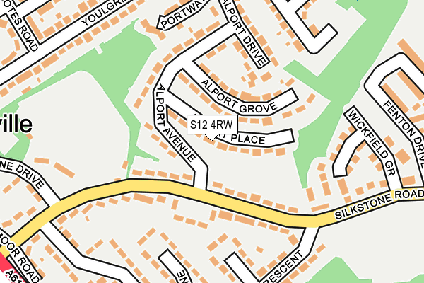 S12 4RW map - OS OpenMap – Local (Ordnance Survey)