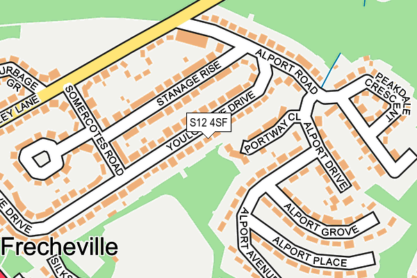 S12 4SF map - OS OpenMap – Local (Ordnance Survey)