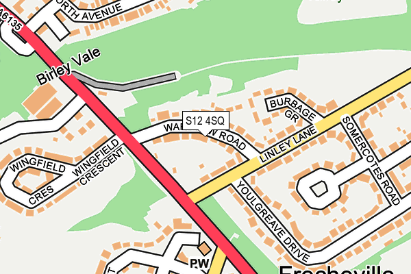 S12 4SQ map - OS OpenMap – Local (Ordnance Survey)