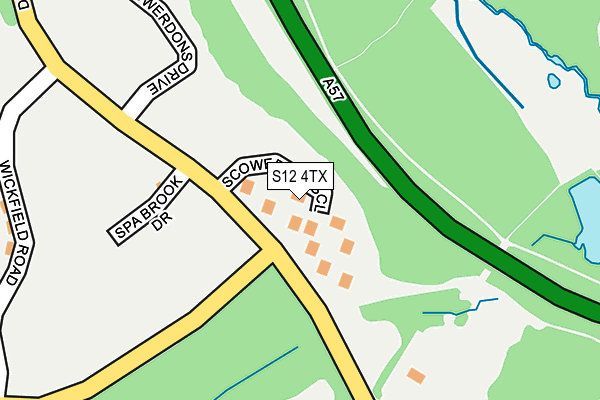 S12 4TX map - OS OpenMap – Local (Ordnance Survey)