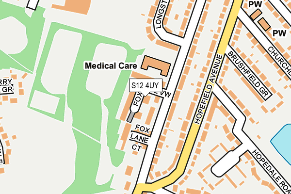 S12 4UY map - OS OpenMap – Local (Ordnance Survey)