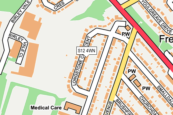 S12 4WN map - OS OpenMap – Local (Ordnance Survey)