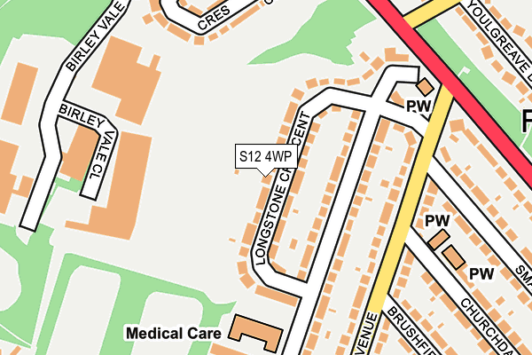S12 4WP map - OS OpenMap – Local (Ordnance Survey)