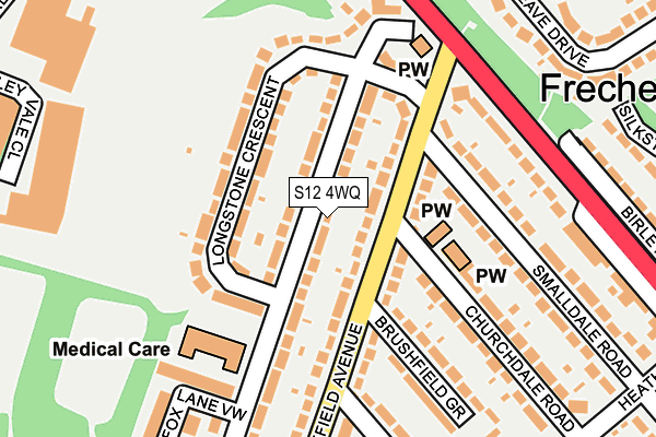 S12 4WQ map - OS OpenMap – Local (Ordnance Survey)