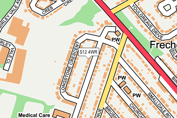 S12 4WR map - OS OpenMap – Local (Ordnance Survey)