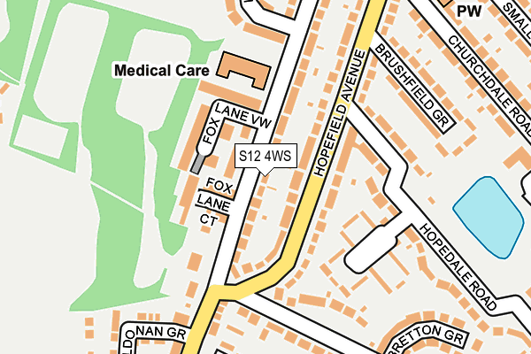 S12 4WS map - OS OpenMap – Local (Ordnance Survey)