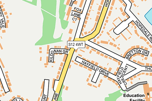 S12 4WT map - OS OpenMap – Local (Ordnance Survey)