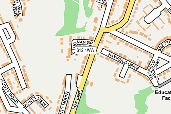 S12 4WW map - OS OpenMap – Local (Ordnance Survey)