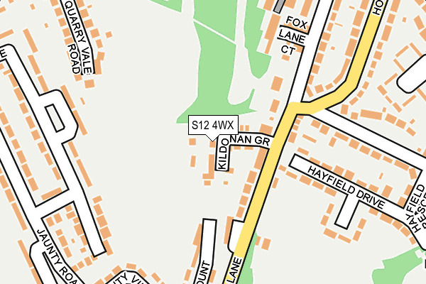 S12 4WX map - OS OpenMap – Local (Ordnance Survey)