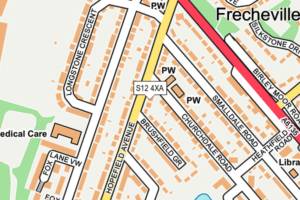 S12 4XA map - OS OpenMap – Local (Ordnance Survey)