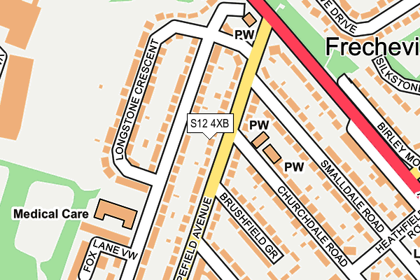 S12 4XB map - OS OpenMap – Local (Ordnance Survey)