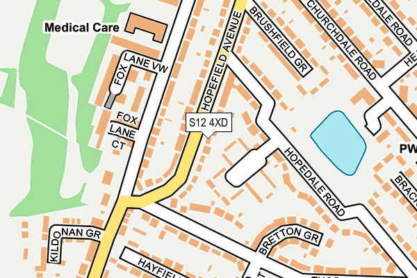 S12 4XD map - OS OpenMap – Local (Ordnance Survey)