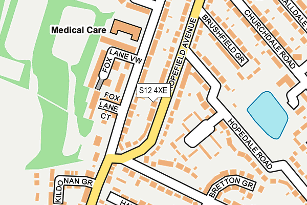 S12 4XE map - OS OpenMap – Local (Ordnance Survey)