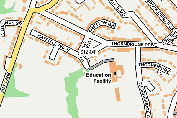 S12 4XF map - OS OpenMap – Local (Ordnance Survey)