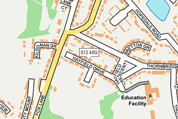 S12 4XG map - OS OpenMap – Local (Ordnance Survey)