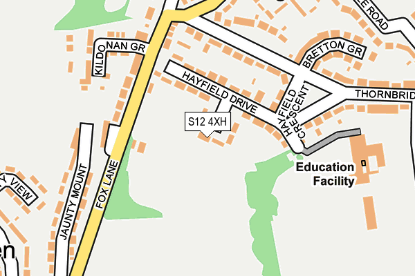 S12 4XH map - OS OpenMap – Local (Ordnance Survey)