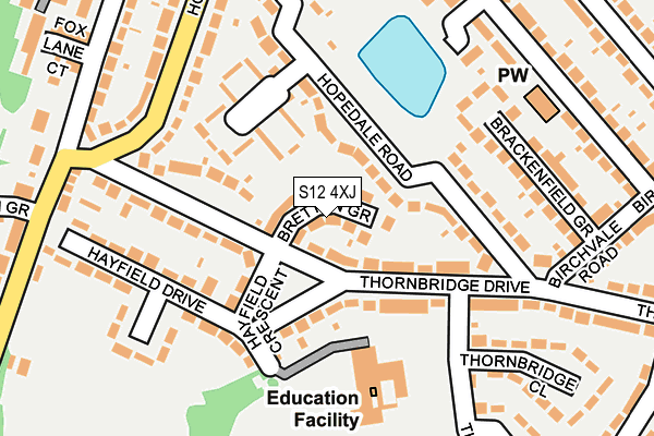 S12 4XJ map - OS OpenMap – Local (Ordnance Survey)
