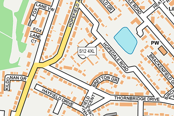 S12 4XL map - OS OpenMap – Local (Ordnance Survey)