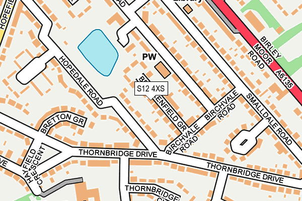 S12 4XS map - OS OpenMap – Local (Ordnance Survey)