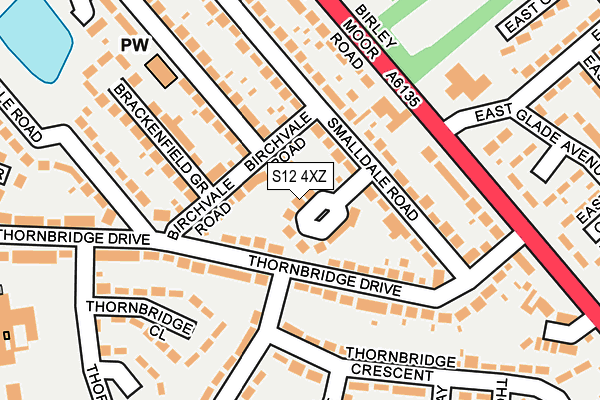 S12 4XZ map - OS OpenMap – Local (Ordnance Survey)