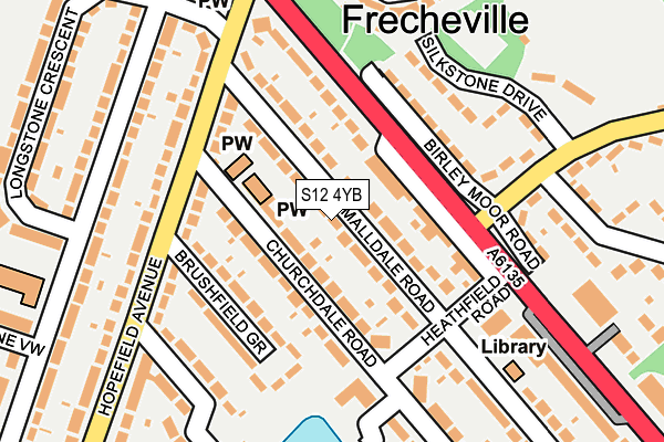 S12 4YB map - OS OpenMap – Local (Ordnance Survey)