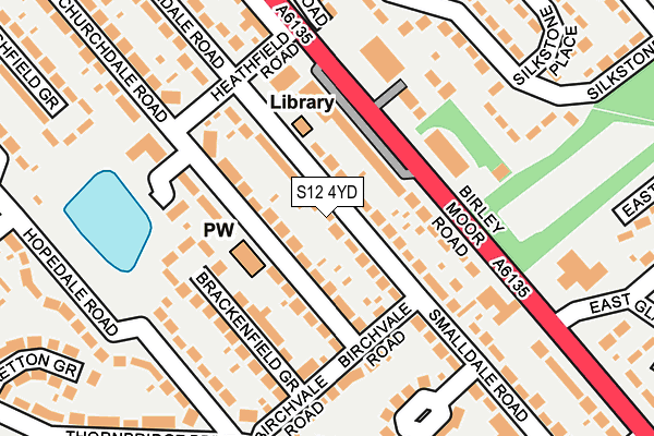 S12 4YD map - OS OpenMap – Local (Ordnance Survey)