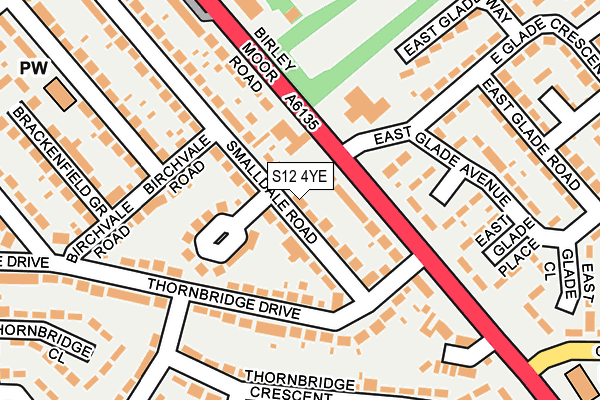 S12 4YE map - OS OpenMap – Local (Ordnance Survey)