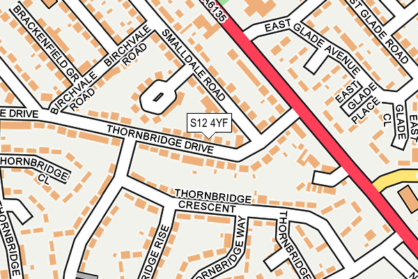 S12 4YF map - OS OpenMap – Local (Ordnance Survey)