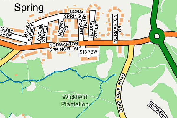 S13 7BW map - OS OpenMap – Local (Ordnance Survey)