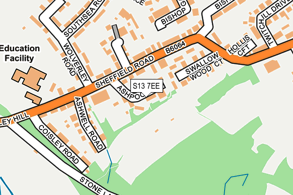 S13 7EE map - OS OpenMap – Local (Ordnance Survey)