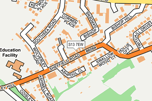 S13 7EW map - OS OpenMap – Local (Ordnance Survey)