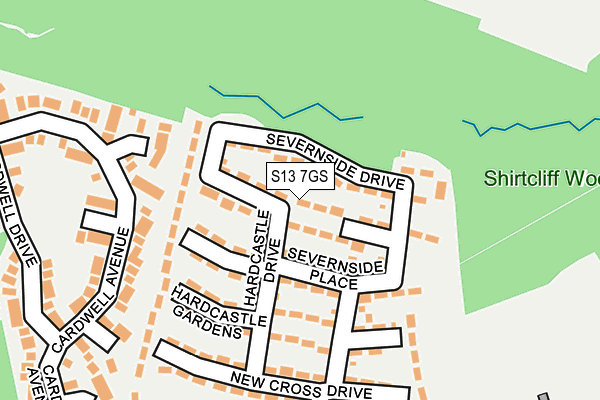 S13 7GS map - OS OpenMap – Local (Ordnance Survey)