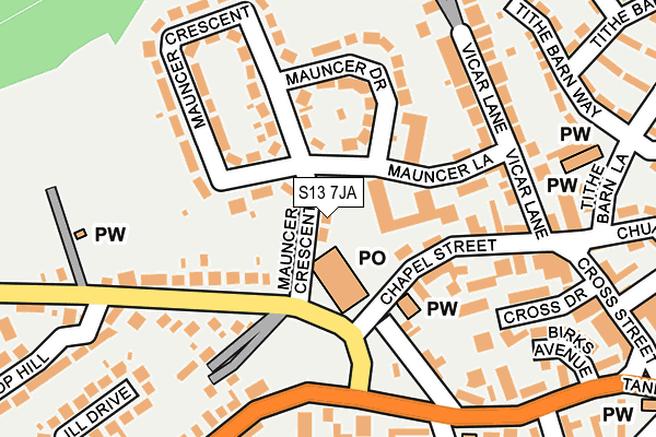 S13 7JA map - OS OpenMap – Local (Ordnance Survey)