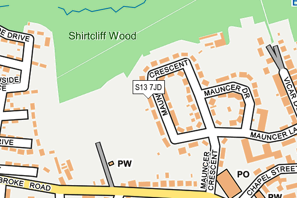 S13 7JD map - OS OpenMap – Local (Ordnance Survey)