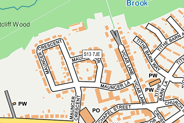 S13 7JE map - OS OpenMap – Local (Ordnance Survey)