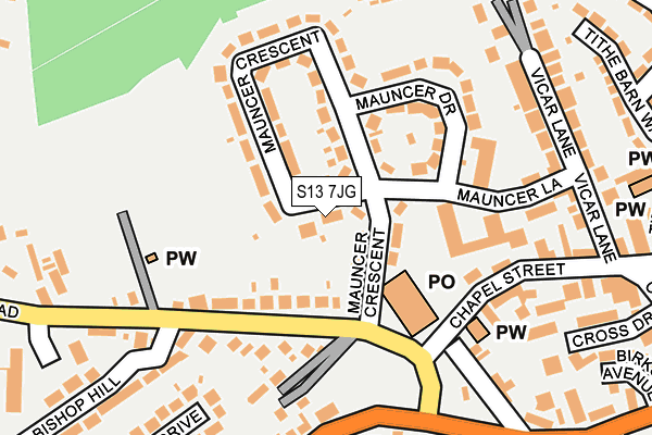 S13 7JG map - OS OpenMap – Local (Ordnance Survey)