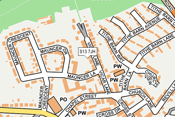 S13 7JH map - OS OpenMap – Local (Ordnance Survey)