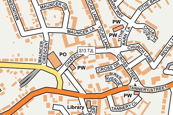 S13 7JL map - OS OpenMap – Local (Ordnance Survey)