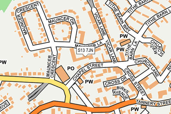 S13 7JN map - OS OpenMap – Local (Ordnance Survey)