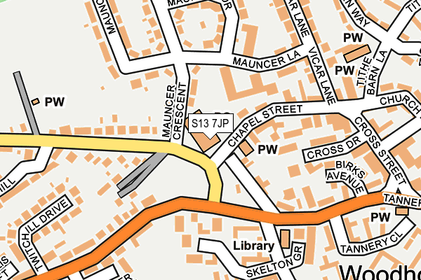 S13 7JP map - OS OpenMap – Local (Ordnance Survey)