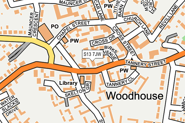 S13 7JW map - OS OpenMap – Local (Ordnance Survey)