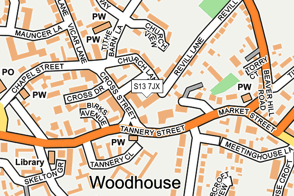 S13 7JX map - OS OpenMap – Local (Ordnance Survey)