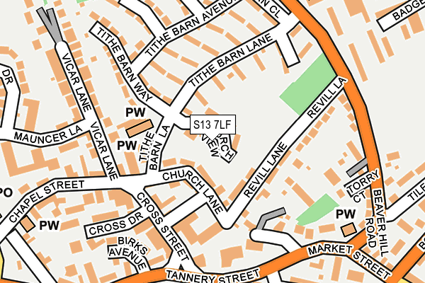 S13 7LF map - OS OpenMap – Local (Ordnance Survey)