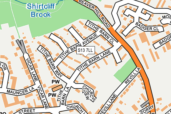 S13 7LL map - OS OpenMap – Local (Ordnance Survey)