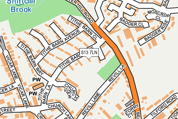 S13 7LN map - OS OpenMap – Local (Ordnance Survey)